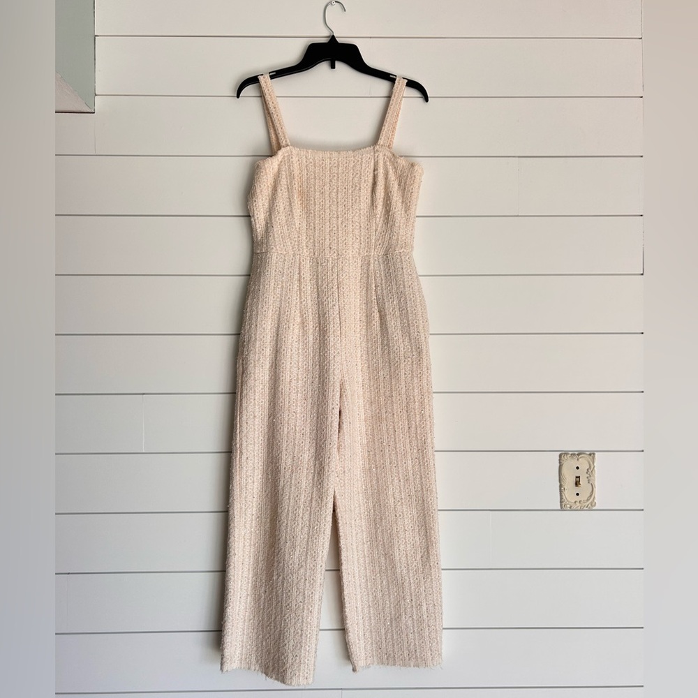 Black Halo Textured light pink and Cream Jumpsuit Sz 10